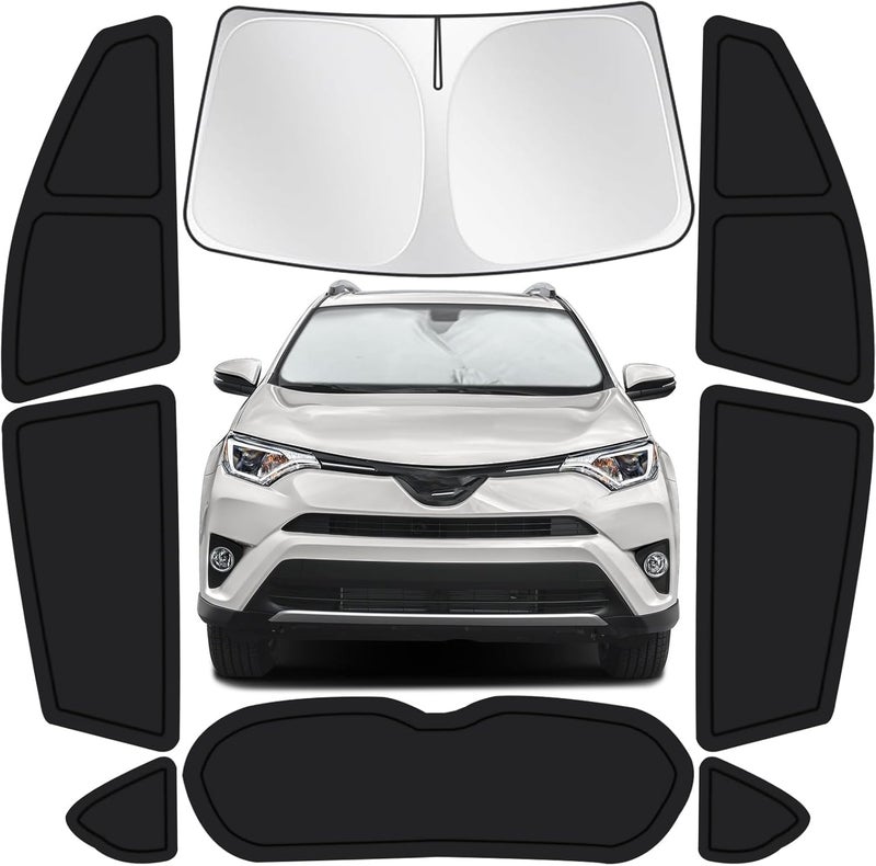 JASVIC for Toyota RAV4 2013-2018 Car Window Shades, 8pcs Privacy Sun Shade Set for Front Windshield Side and Rear Windows, Full Window Covers Keeps Vehicle Cool for Camping Napping - Image 1